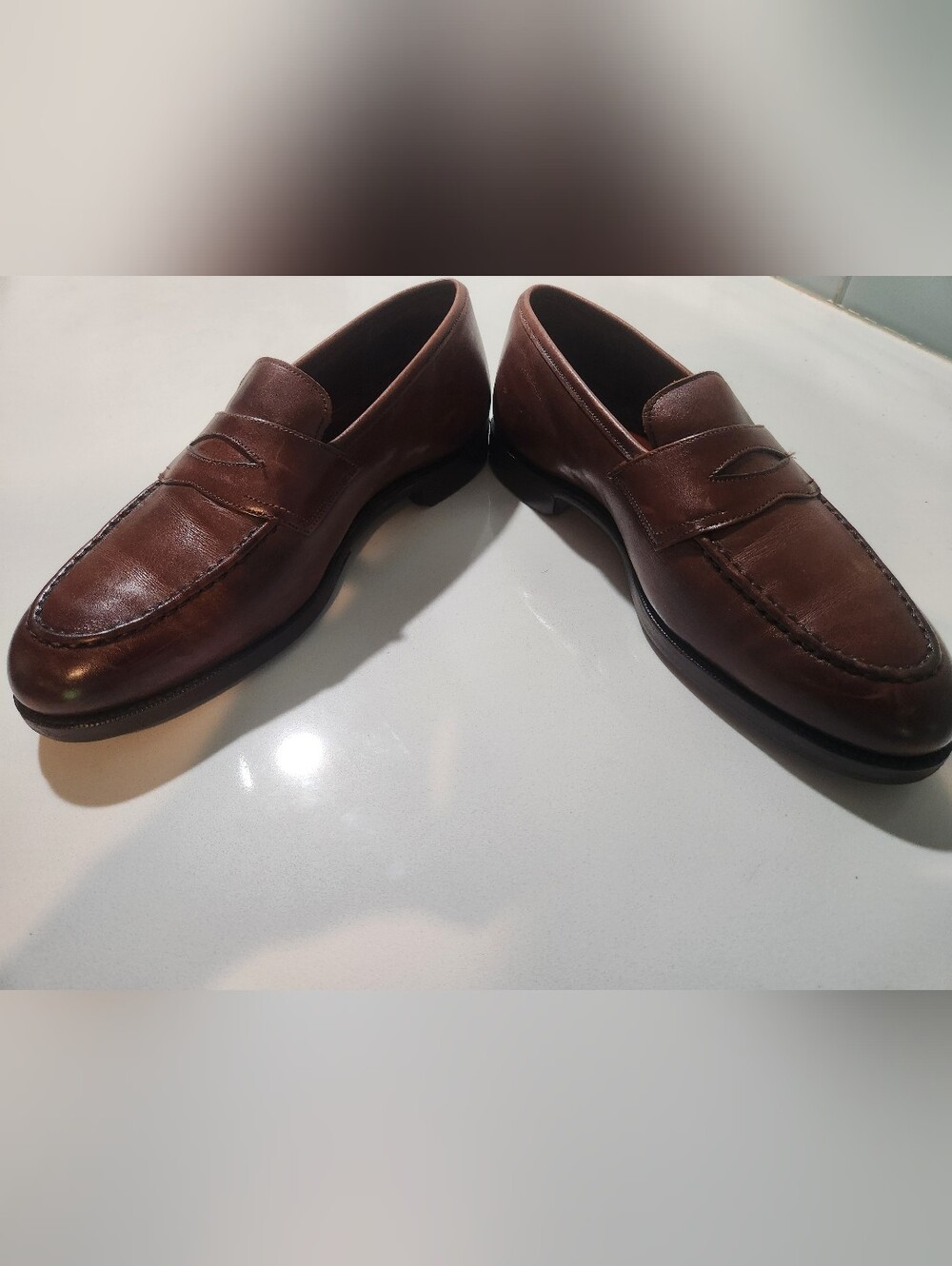 Edward Green X Paul Stuart Leather Mens  Brown Loafers Size 7 D  Handmade NWOB - Picture 7 of 11